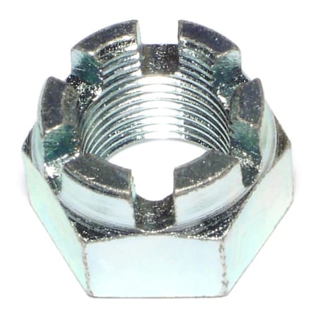 7/8-14 Zinc Plated Steel Fine Thread Castle Hex Nuts 2PK